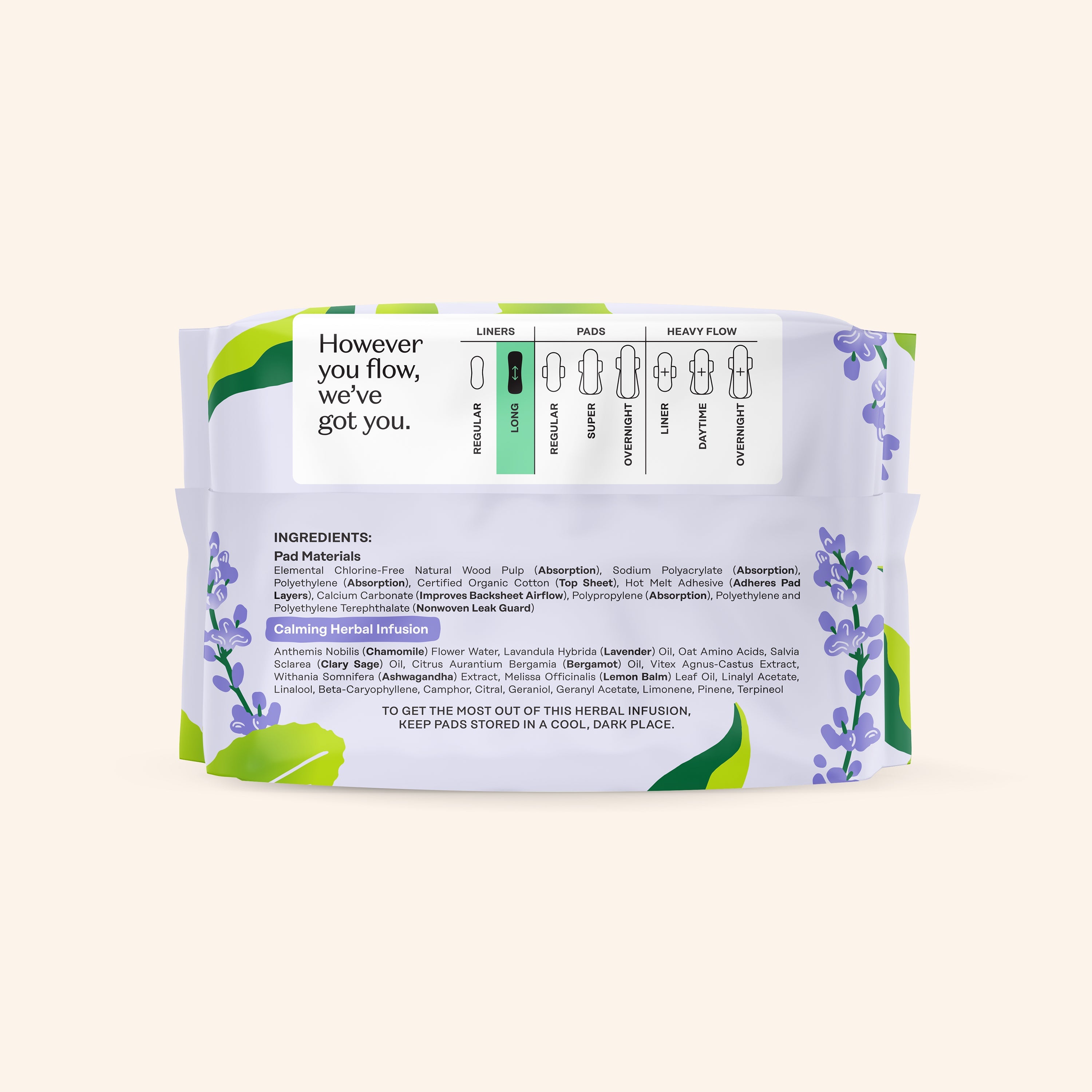 Organic Cotton Cover Calming Herbal Infusion Long Liners