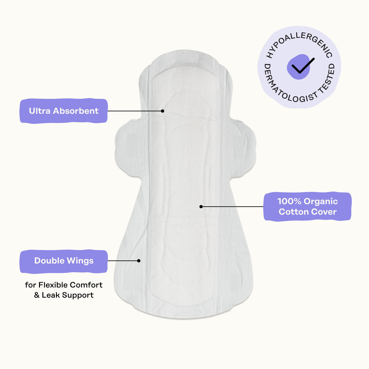 Organic Cotton Cover Calming Herbal Infusion Super Pads With Wings